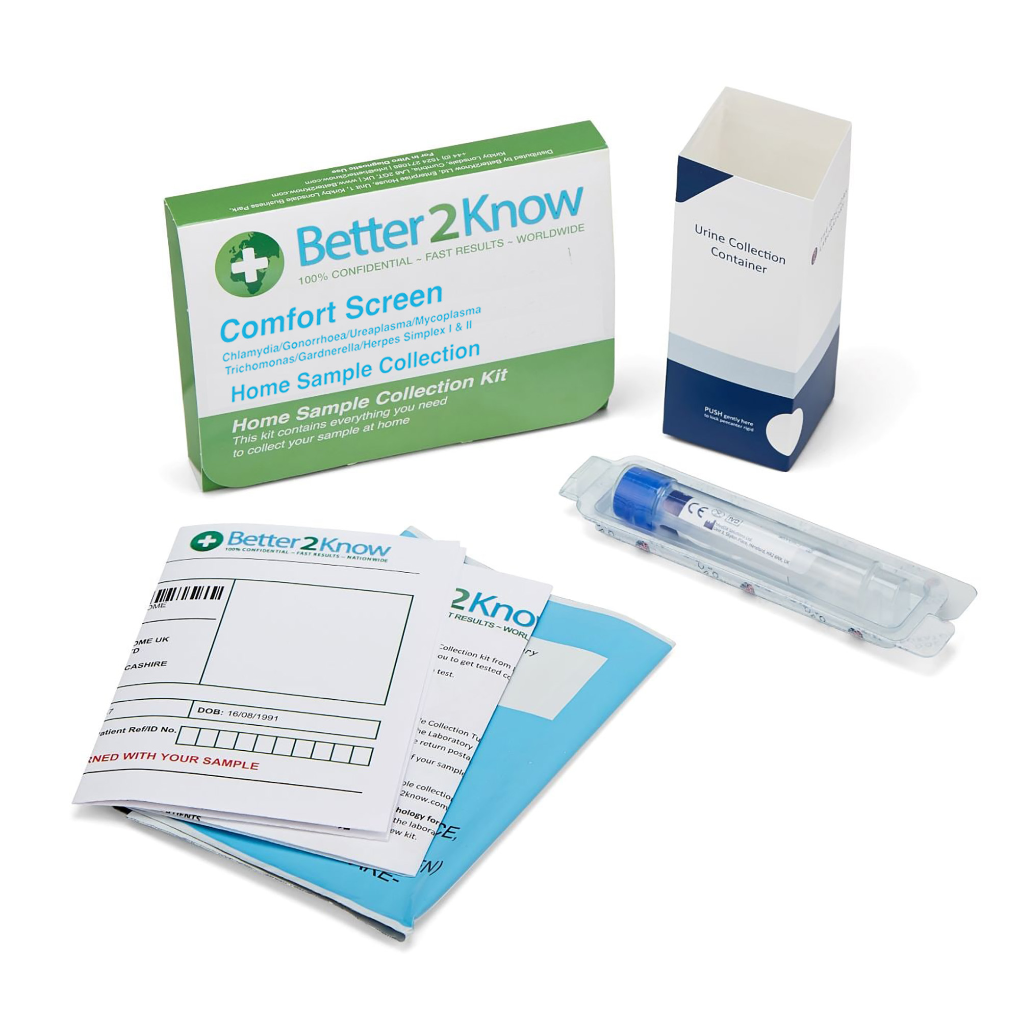 Better2Know&#039;s Comfort Screen tests for seven STIs by urine only.